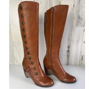Miz Mooz Brown Knee-High Leather Boots Whiskey Shannon Size 39/8.5